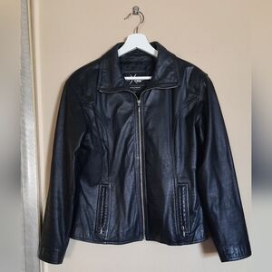 Maxima Wilsons Leather Women's Black Genuine Leather Jacket Moto Edgy Biker